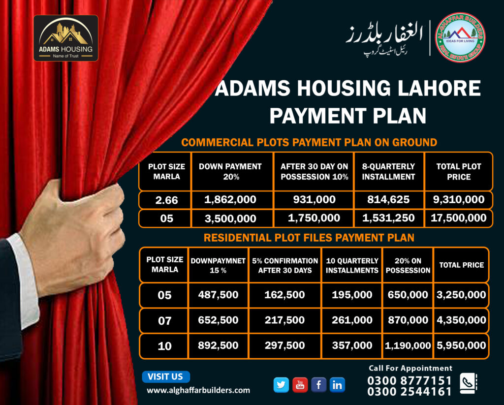 Adams Housing Lahore Payment Plans